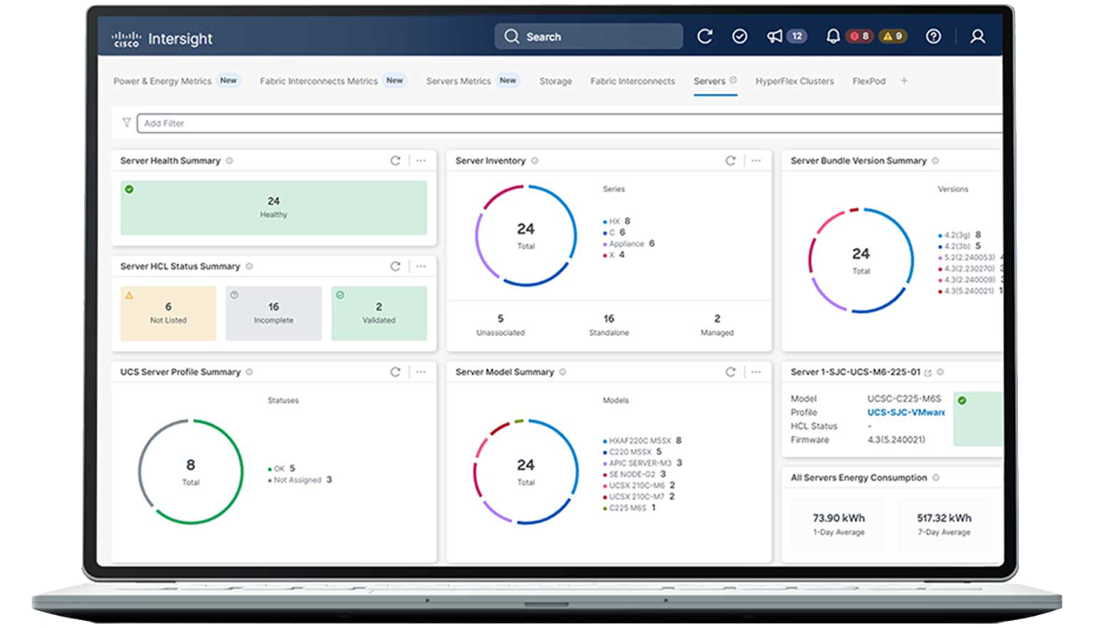 Cisco Intersight Management for AI servers – Explorer dashboard