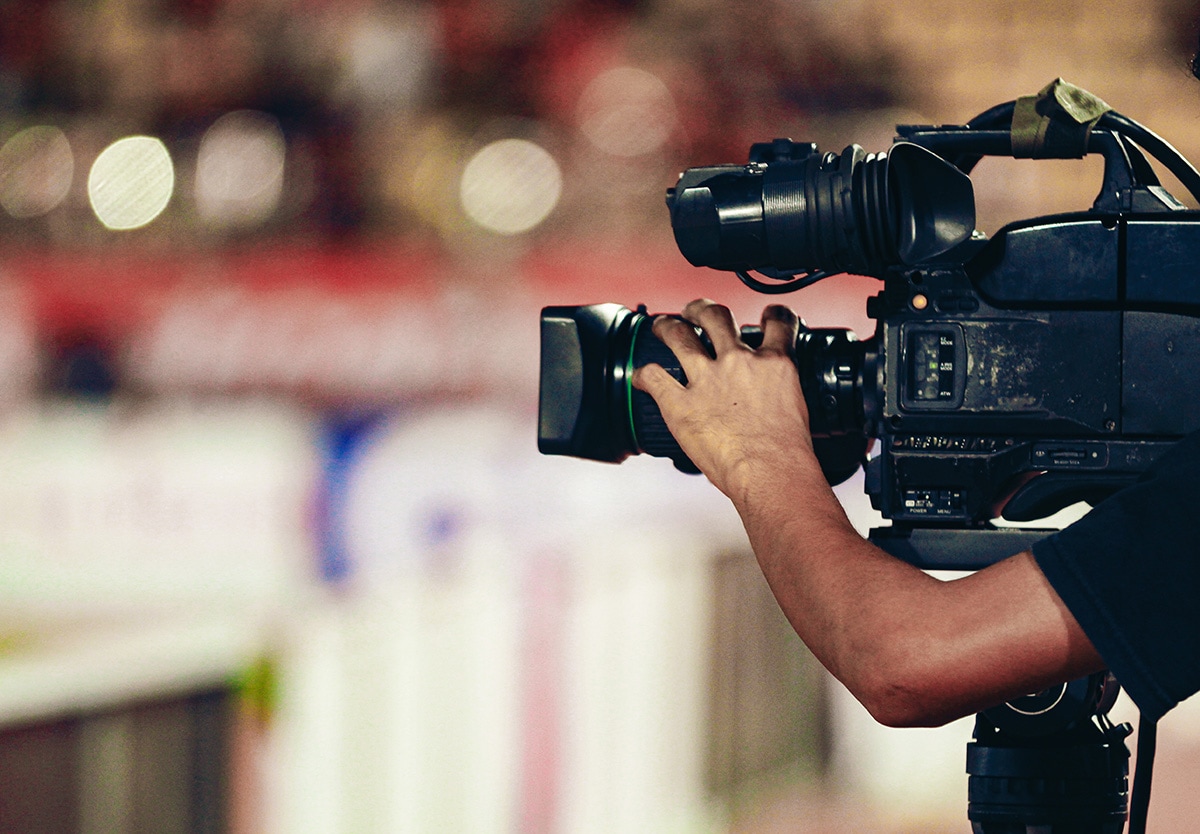 Camera capturing footage at a live event